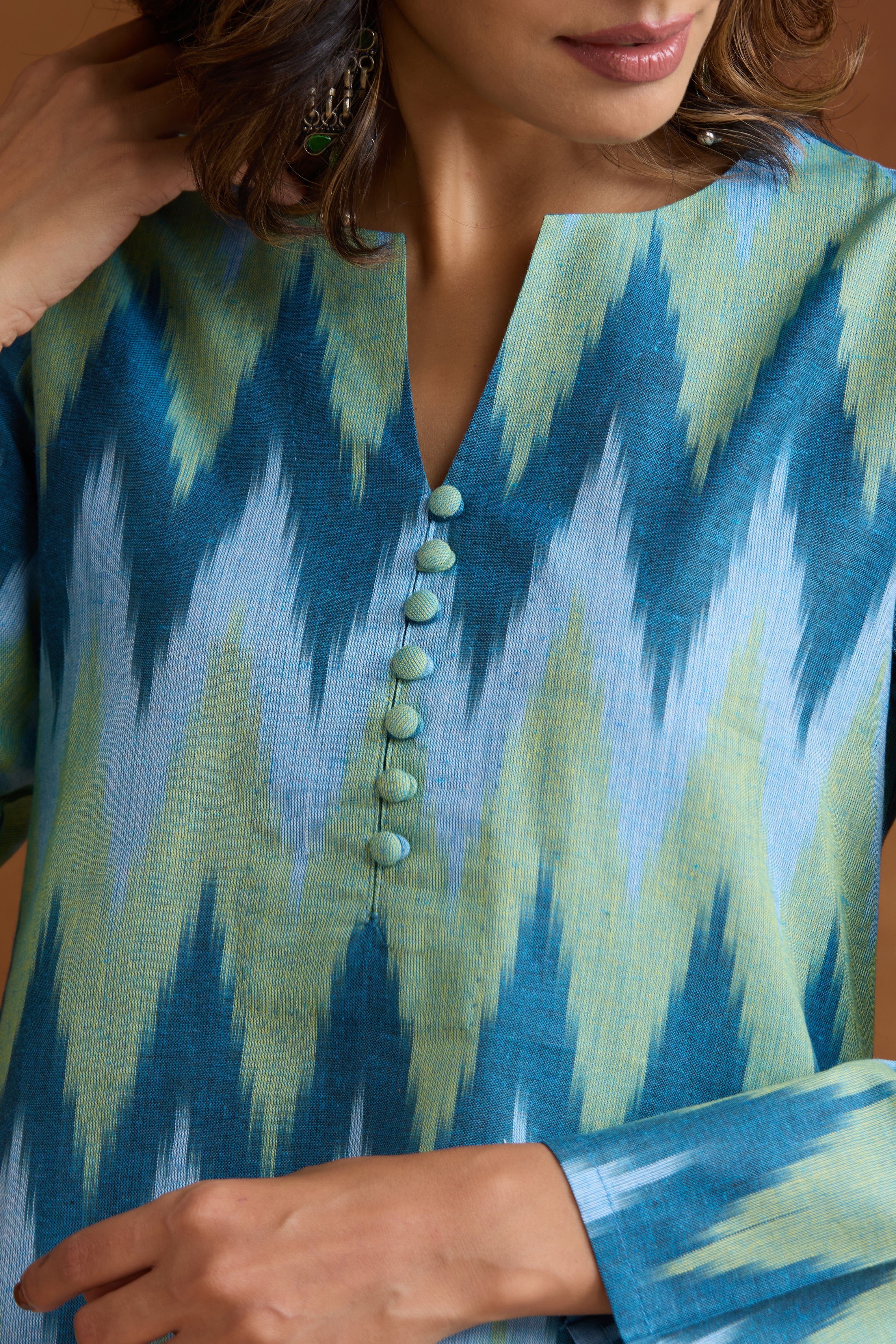 Blue Marla Ikat Handloom Cotton Kurta