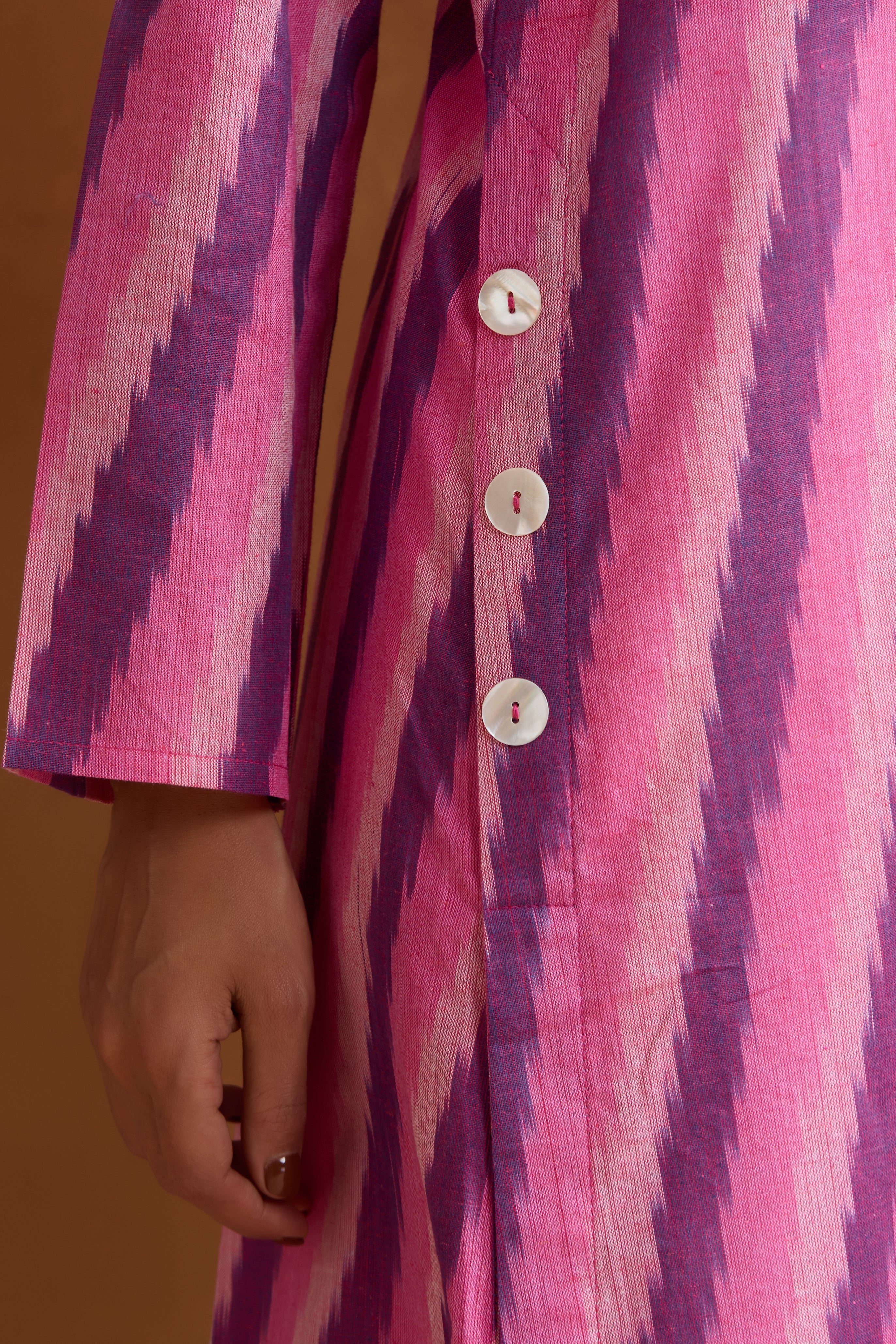 Pink Rosie Ikat Handloom Cotton Kurta Set of 2