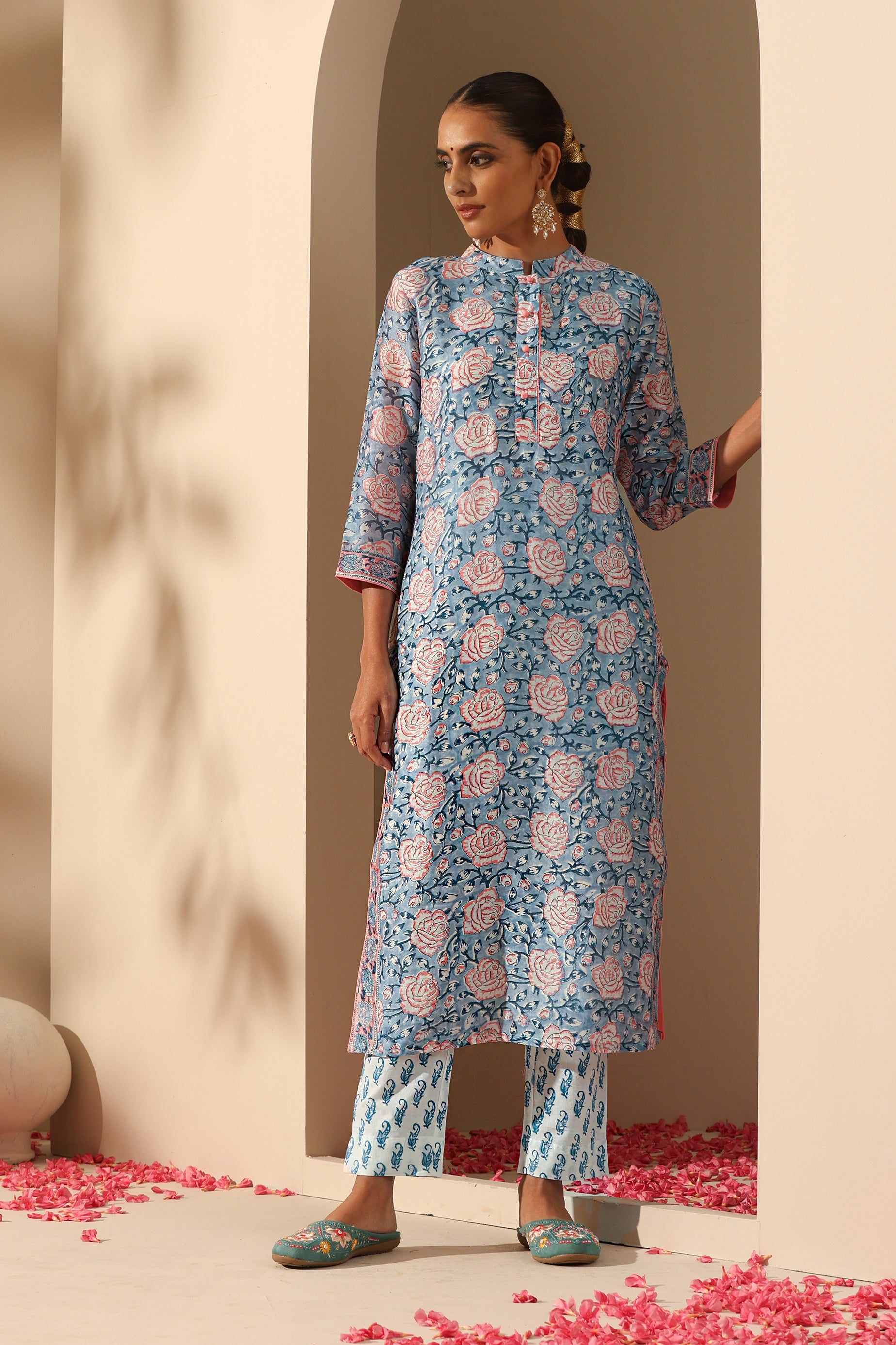 Blue Rose Chanderi Kurta Set of 3