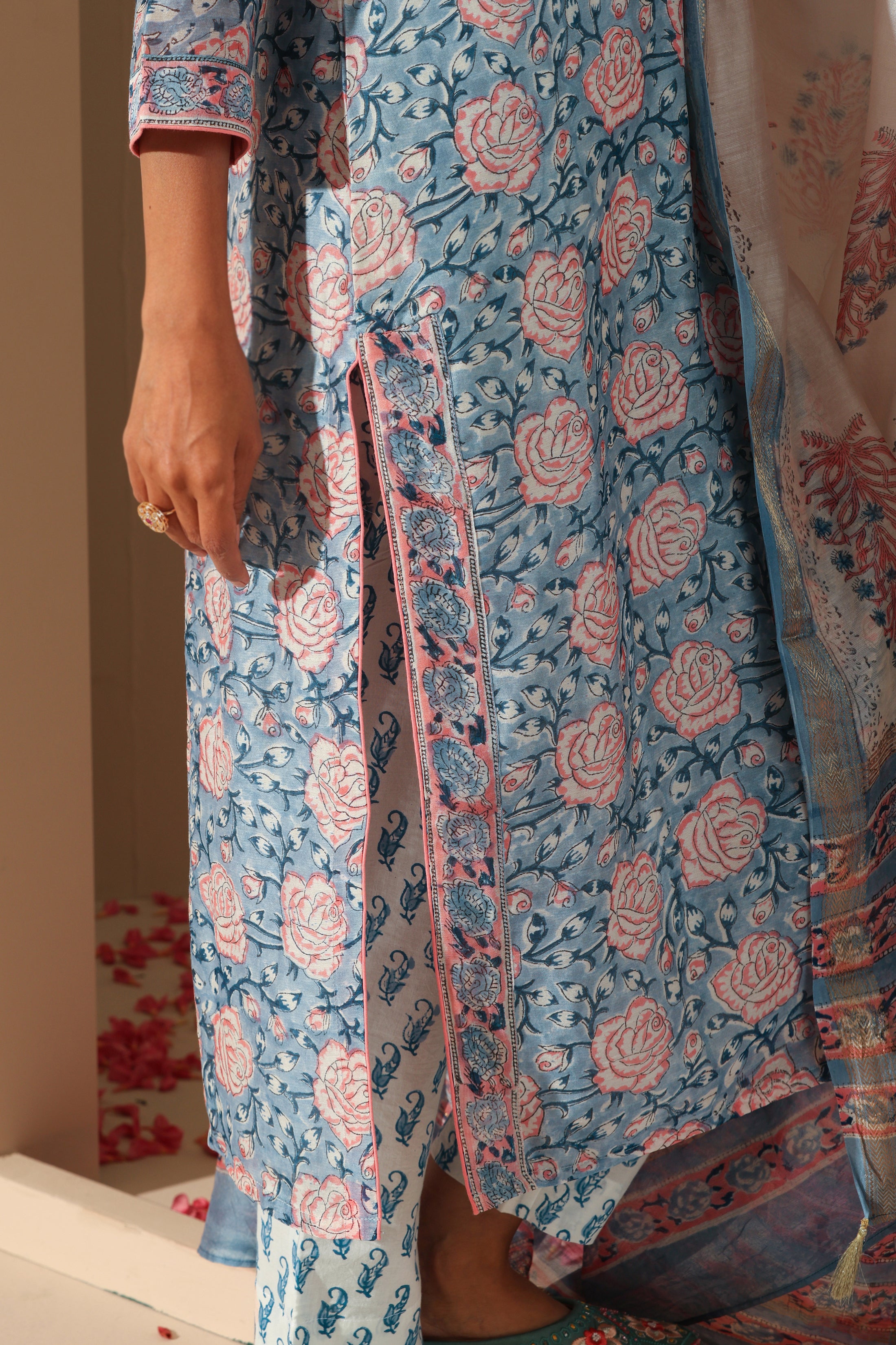 Blue Rose Chanderi Kurta Set of 3