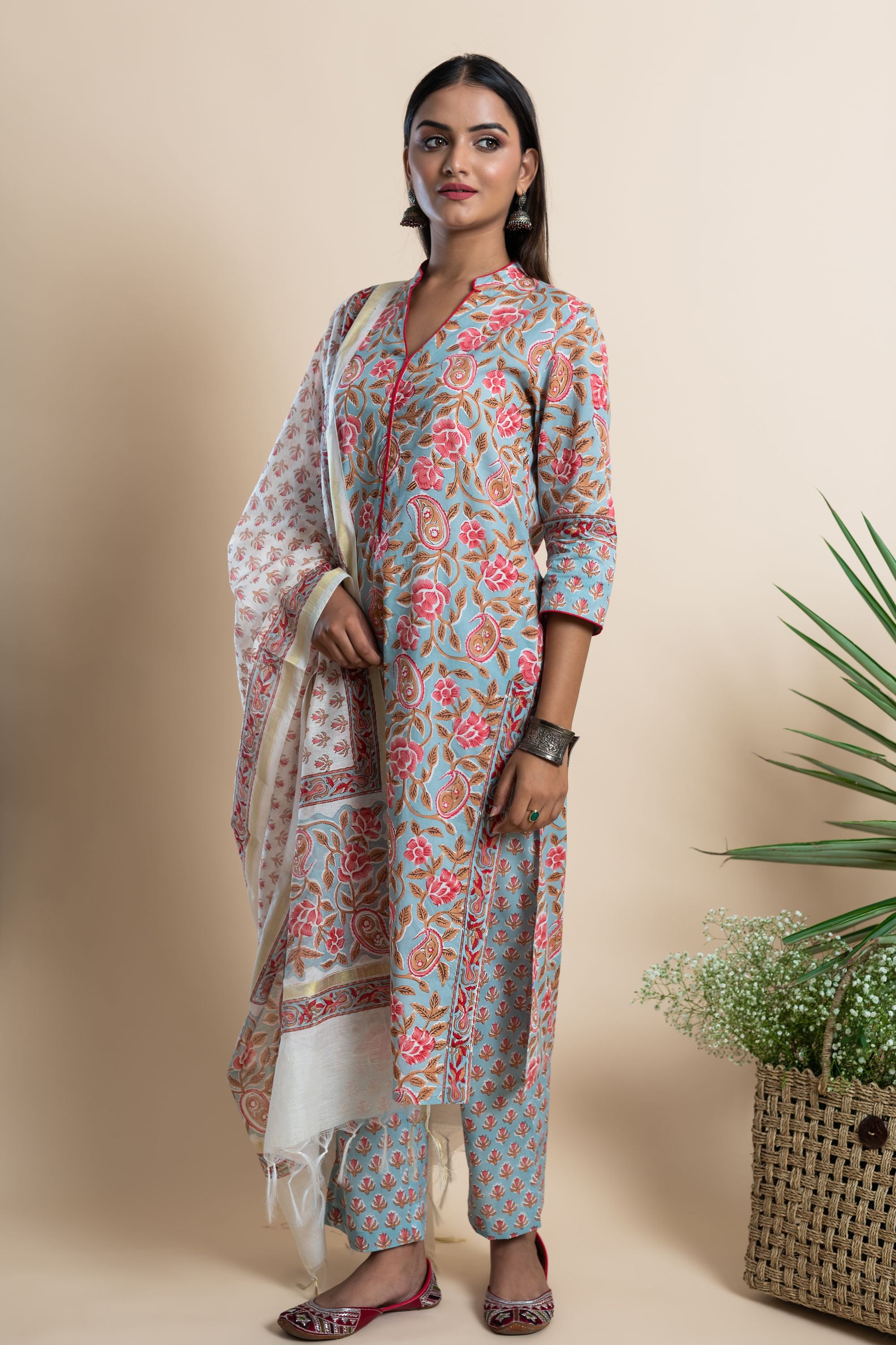 Blue Paisley Kurta Set of 3
