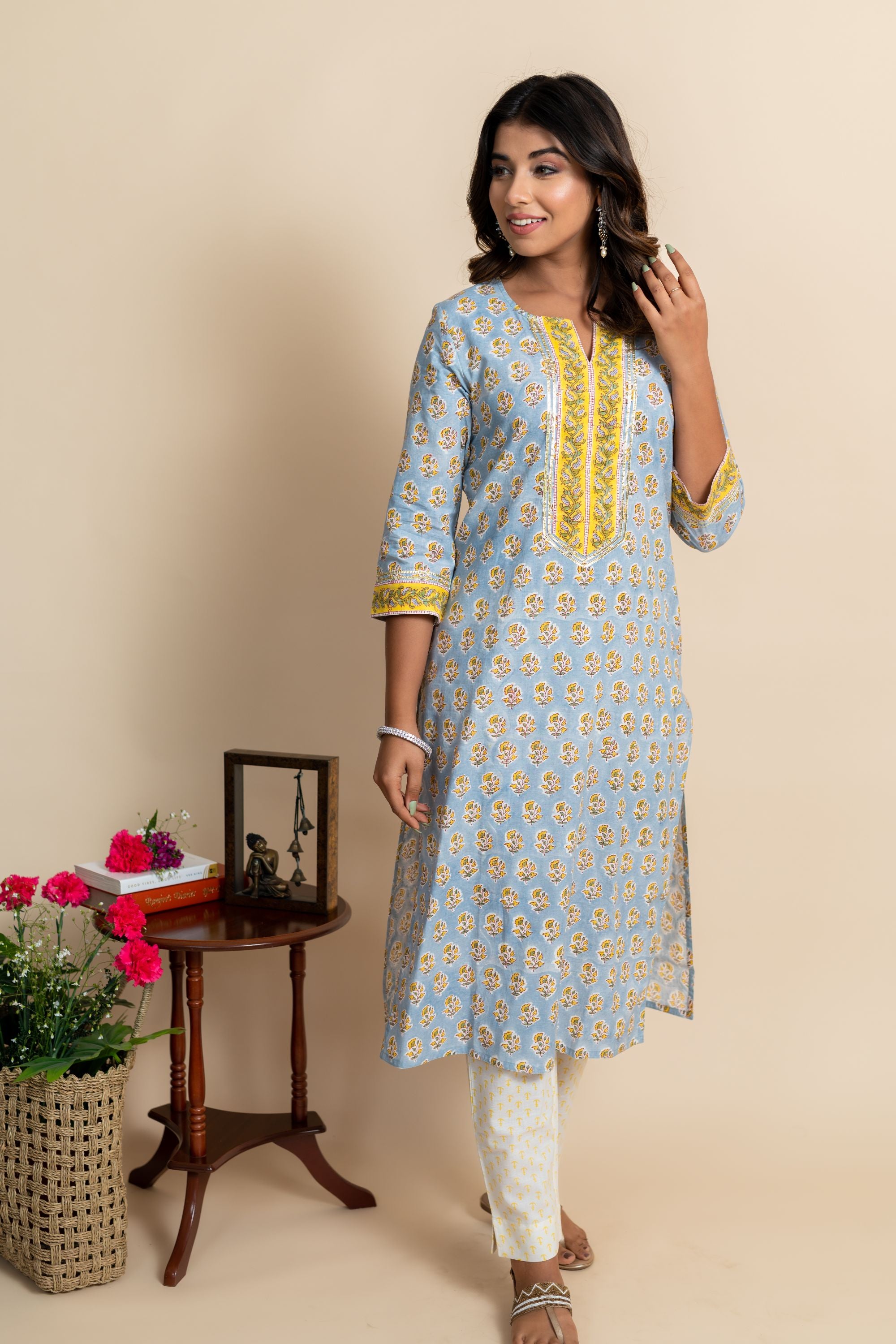 Beryl Blue Kurta Set of 3