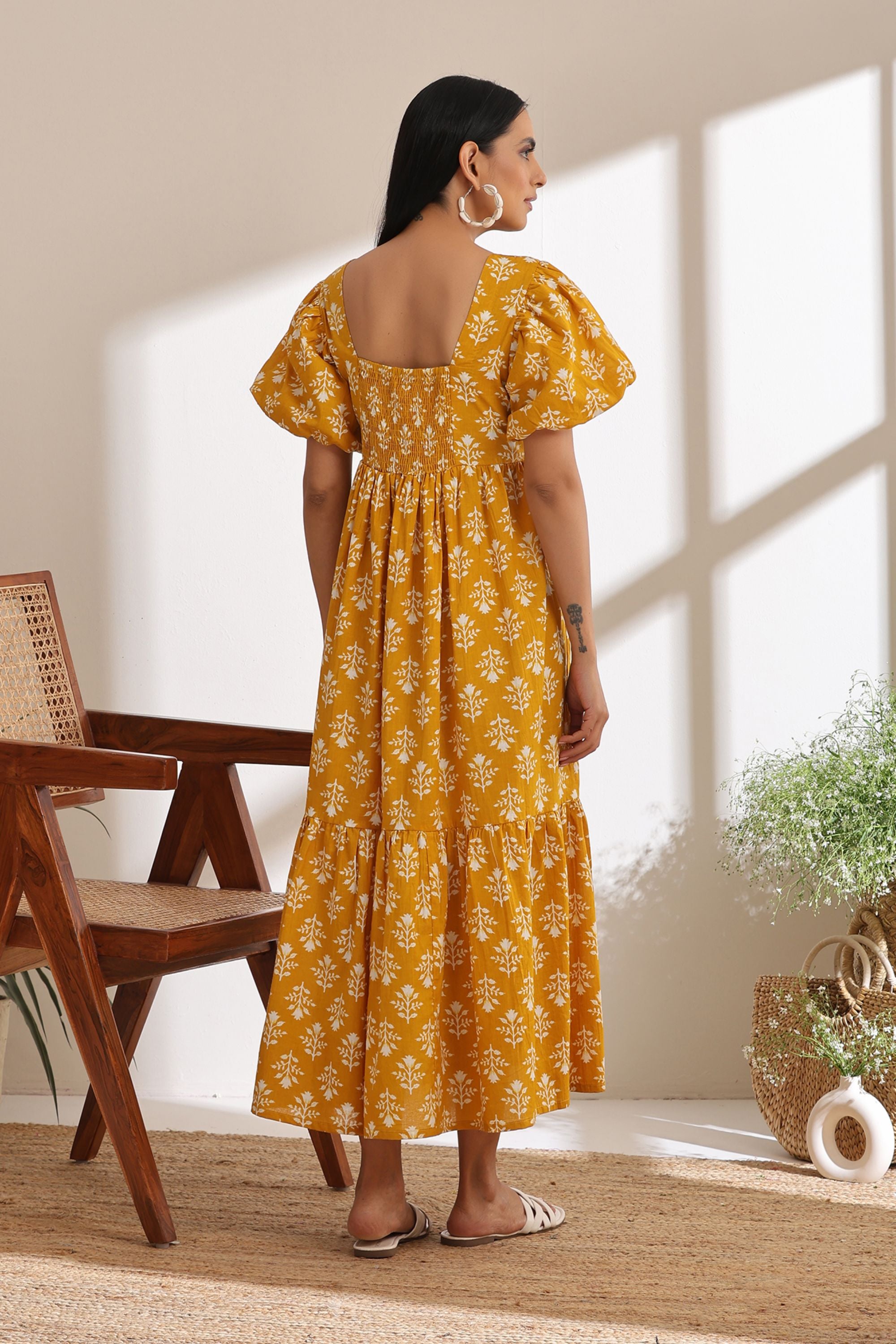 Charlotte Yellow Tiered Dress