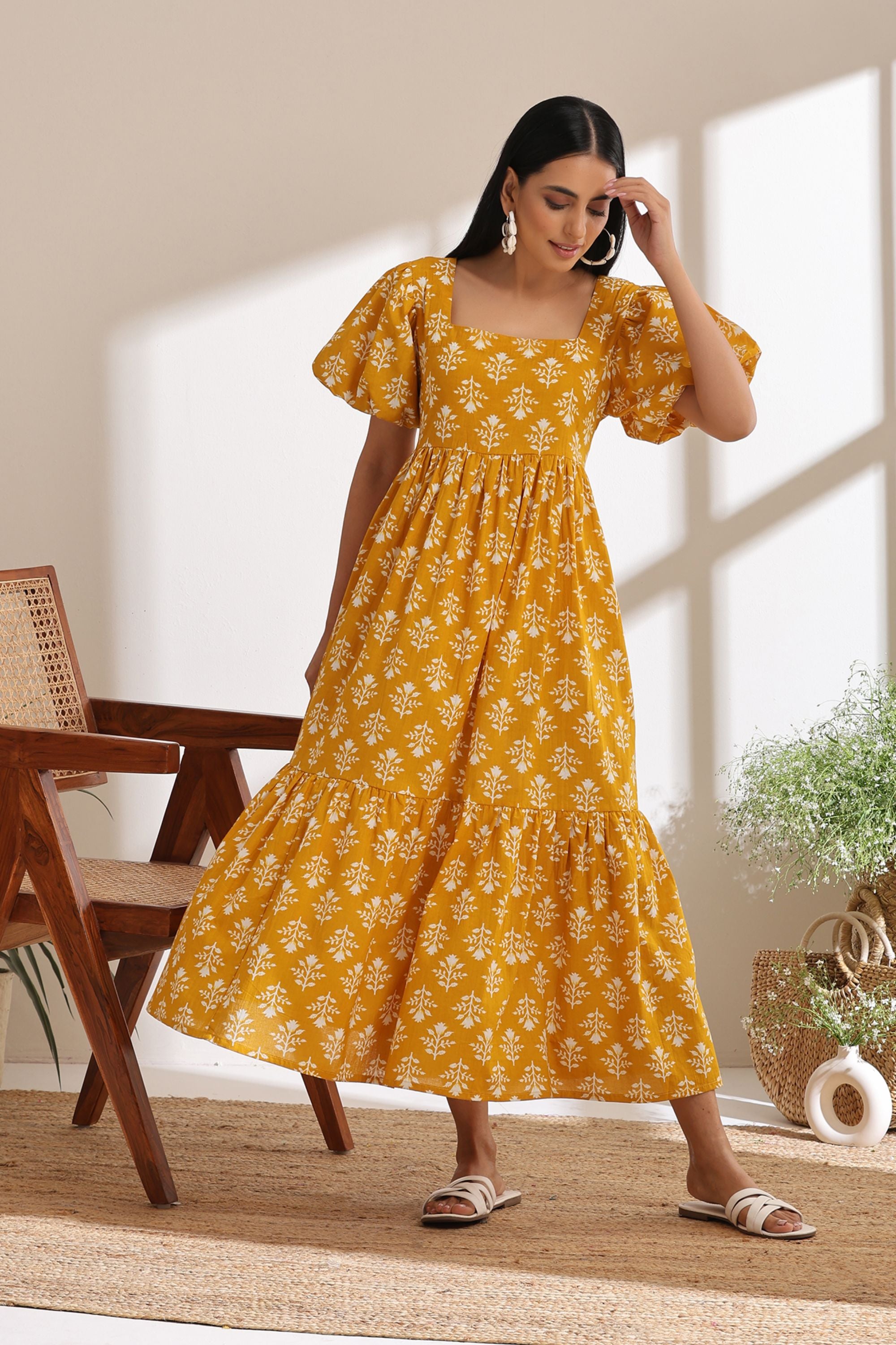 Charlotte Yellow Tiered Dress