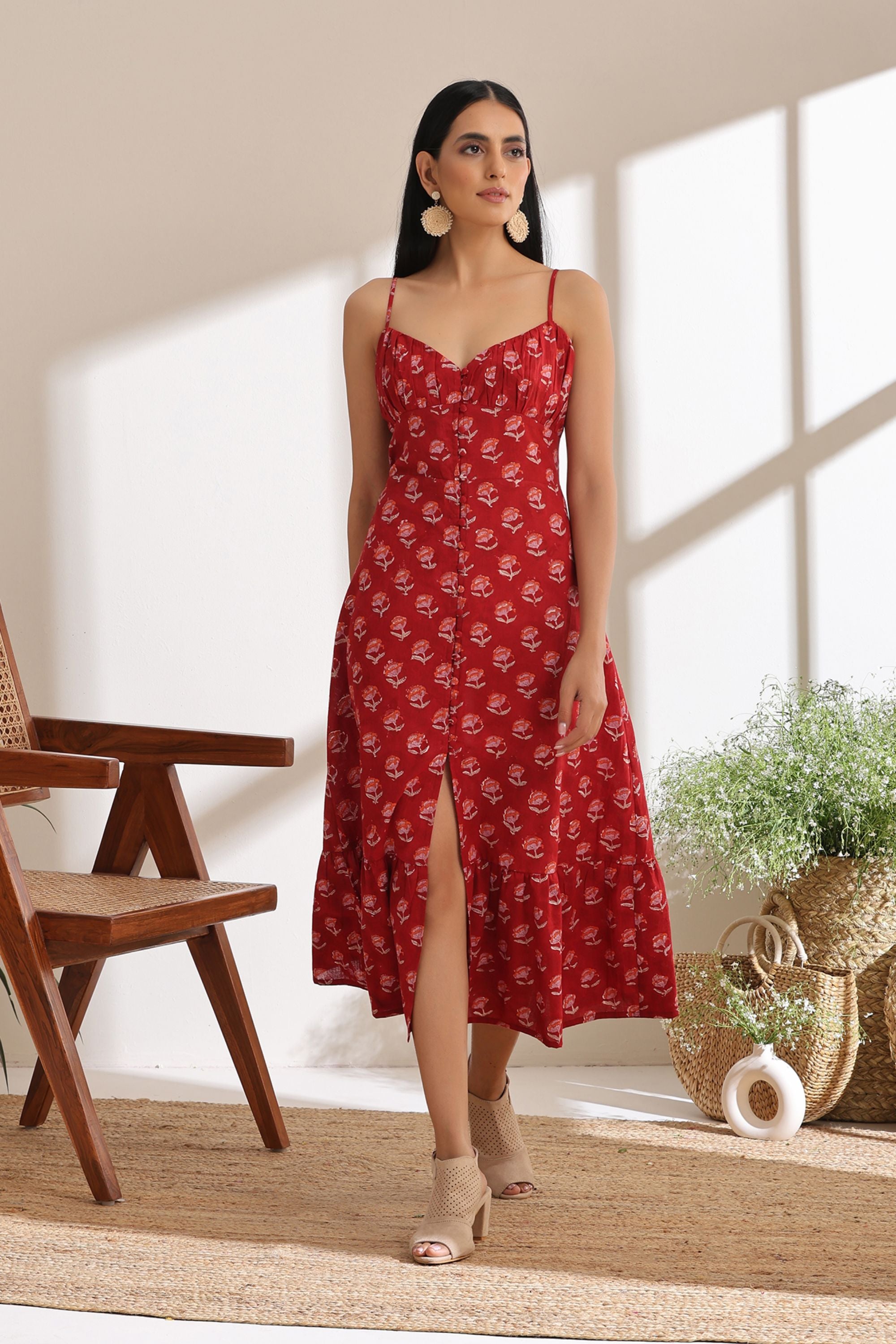 Isabel Red Midi Dress